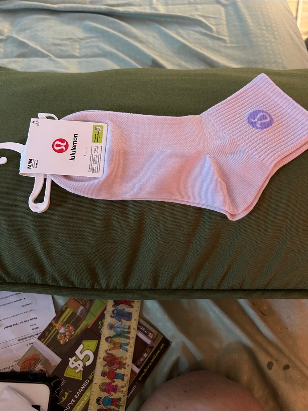 lululemon Women's Athletic Pale Purple Ankle Socks with Darker Purple Logo Logo